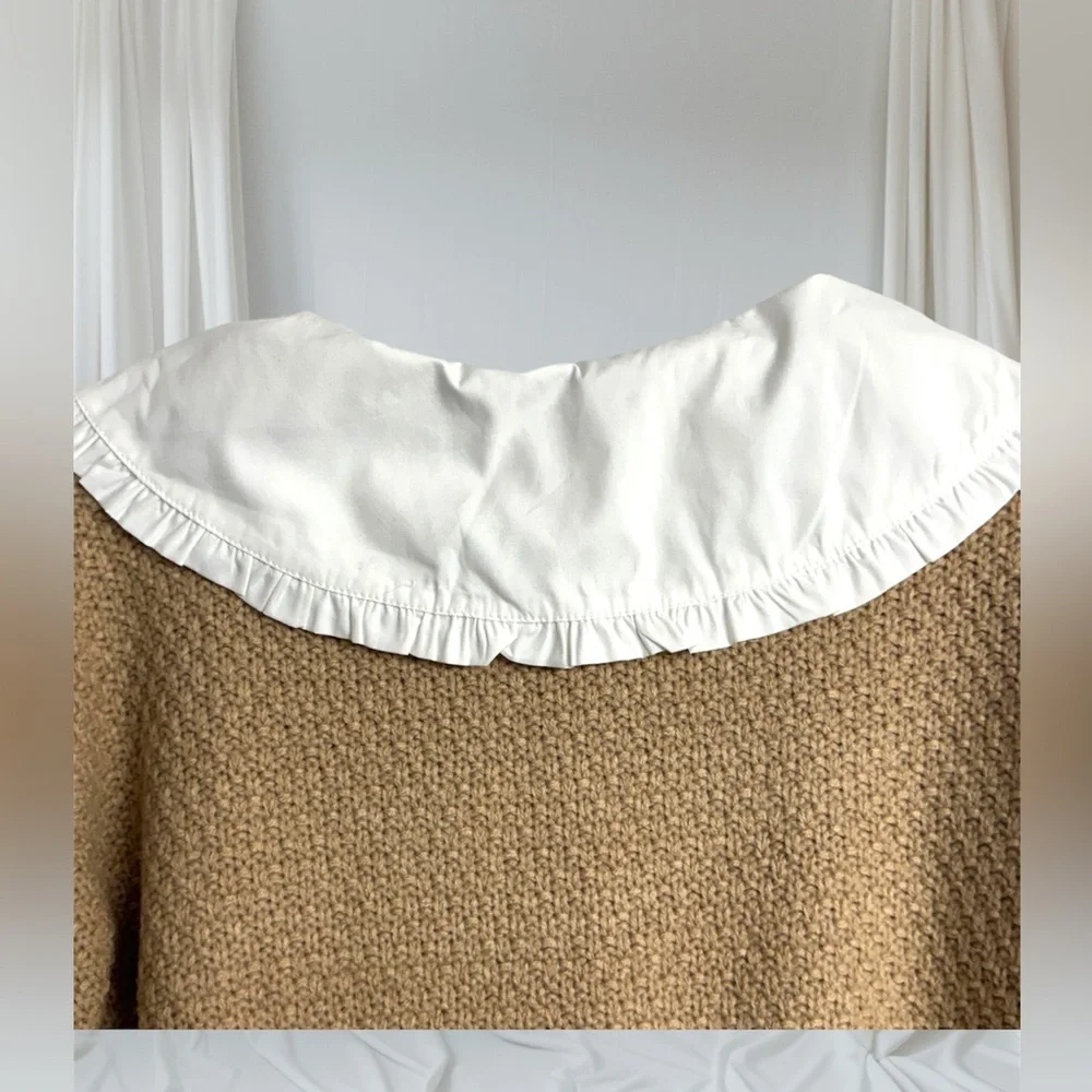 Blu Pepper Doll Collared Cable Knit Beige Sweater Size Small - Picture 6 of 8